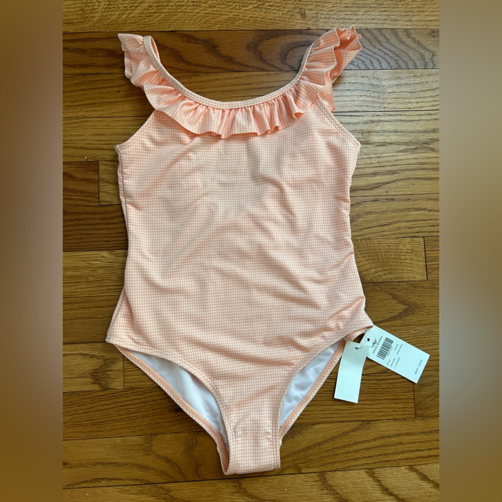 Ruffled Peach Kids Swimsuit